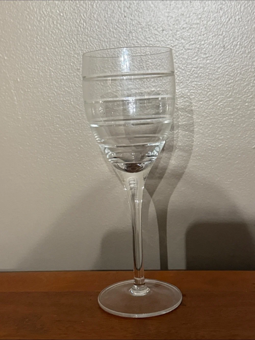 Clear Etched Stemmed Wine Glass - Single Piece